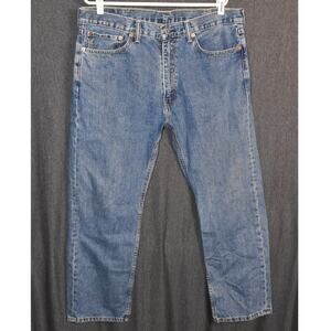 Levi's Men's 38x30 505 Denim Distressed Blue Jeans Straight Leg